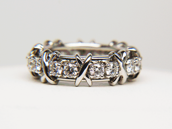 ティファニーPT950ジーンシュランバーゼ16ストーンダイヤリングお