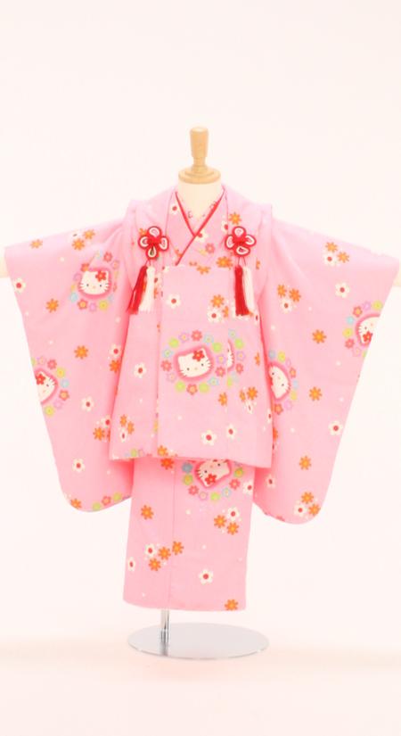 七五三/3才着物レンタル/髪飾り付11点セット/ピンク/〔ハローキティ