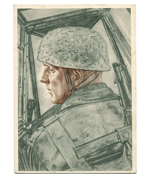 WWIIドイツ、戦時イラストポストカード/実物・美品