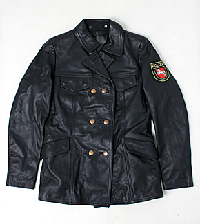 ドイツ POLIZEI(警察) 黒革ハーフ・コート/ニーダーザクセン州警察