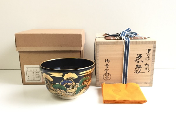 抹茶茶碗 黒仁清 松風 平安御室窯作販売|通販