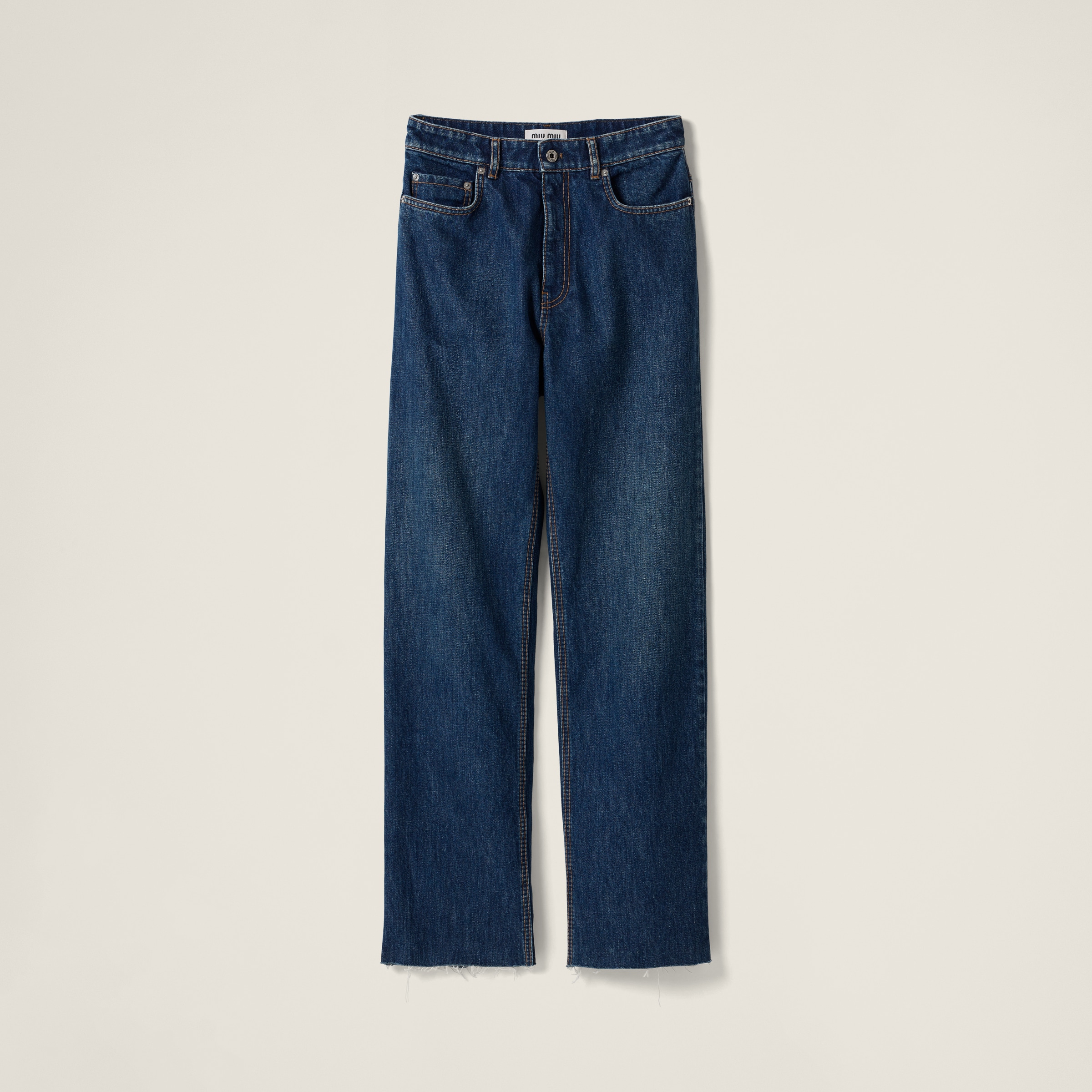 ネイビー ウォッシュドデニム フレアジーンズ | Miu Miu