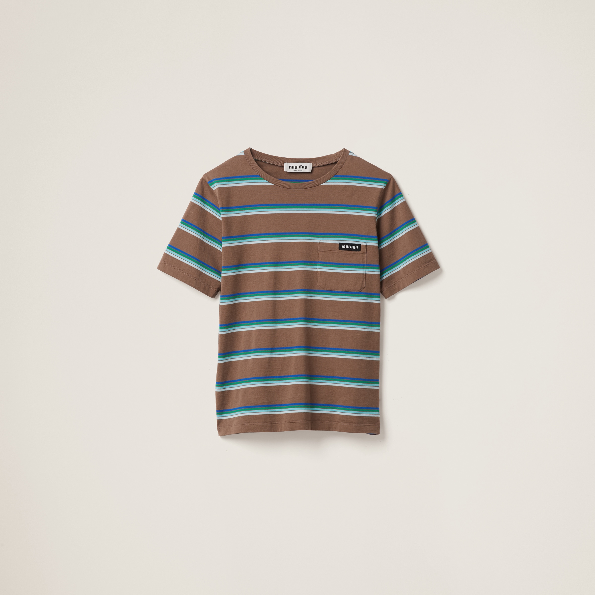 Tobacco/bluette/green Jersey T-shirt | Miu Miu