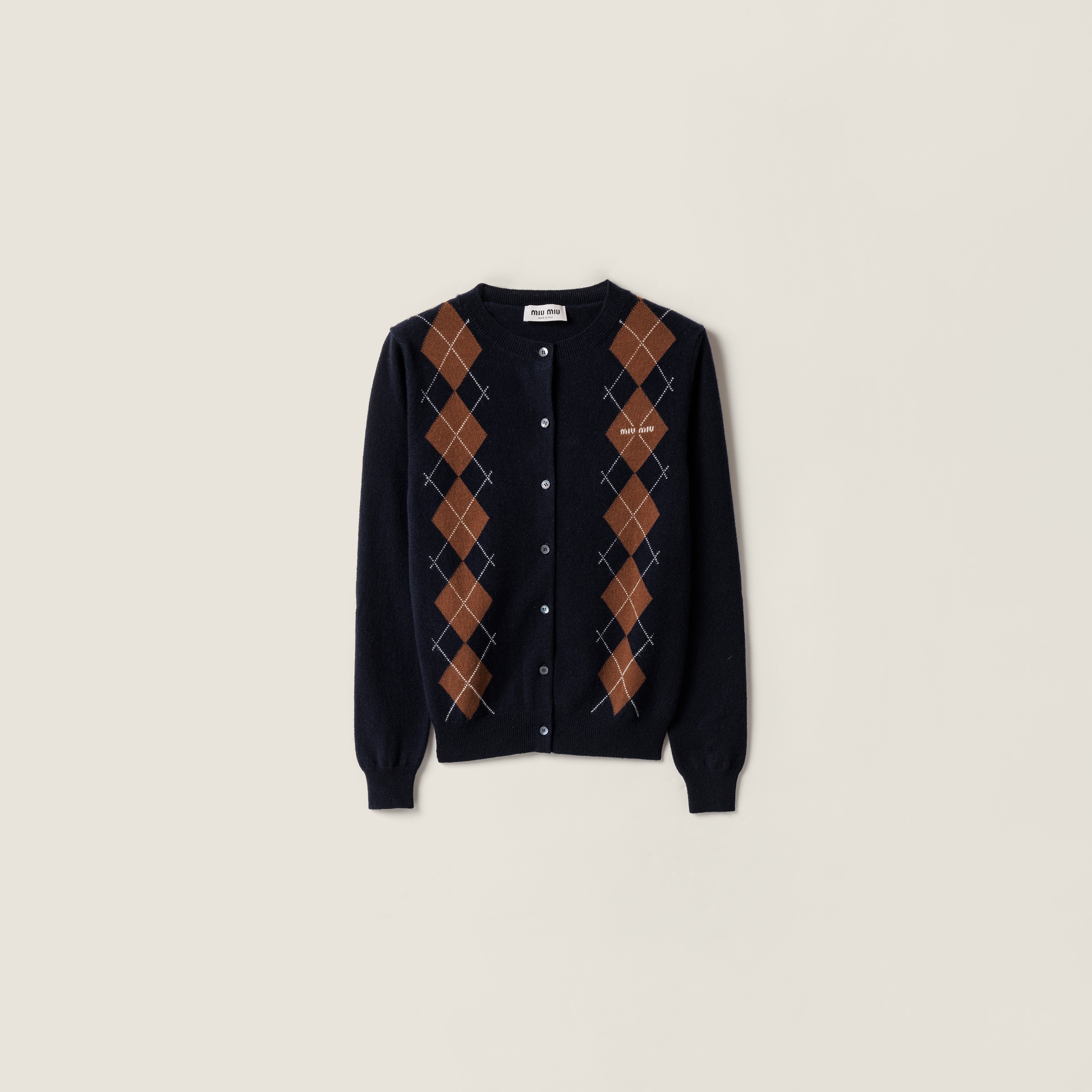 Navy Cashmere Cardigan | Miu Miu