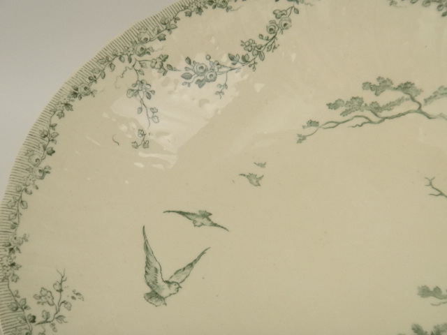 鳥のアンティークコンポティエ WATTEAU GIEN製