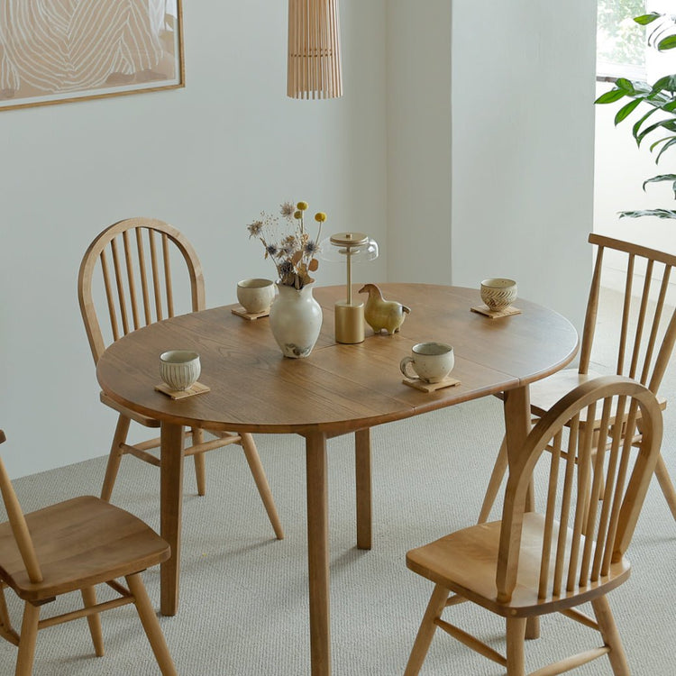 伸長式 ダイニングテーブル 90-120cm 楕円形 北欧モダン｜miion