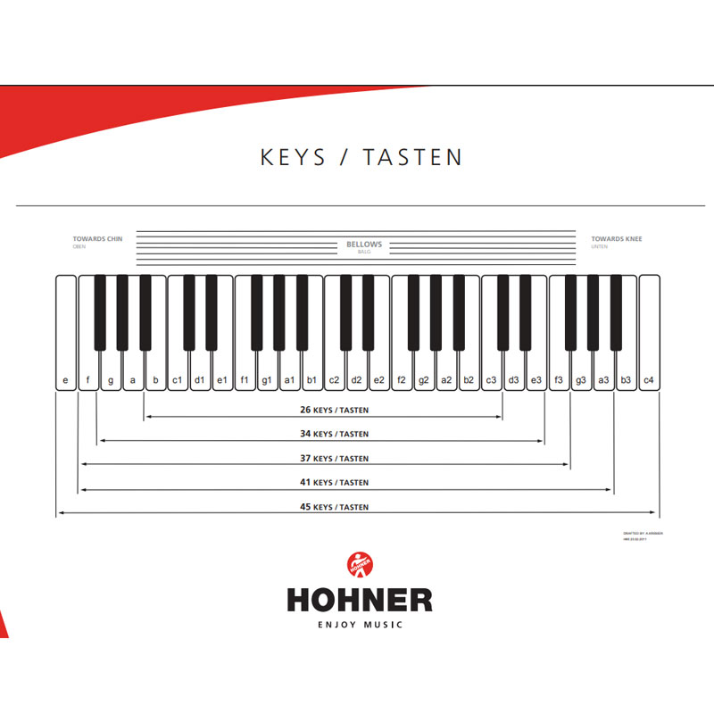 HOHNER Bravo III 72 RED ホーナー アコーディオン 入門向け ピアノ式