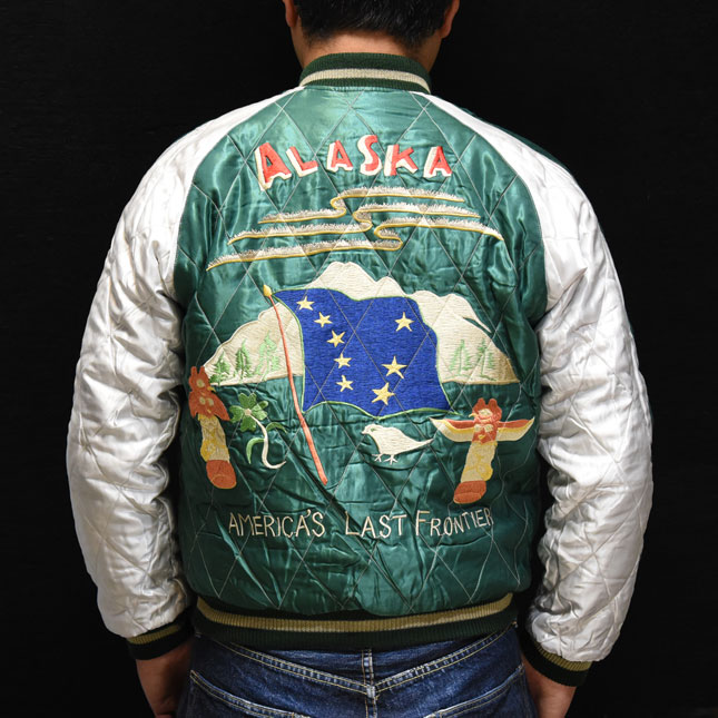 テーラー東洋スカジャン「Moose×Flag Alaska」別珍×サテンキルト