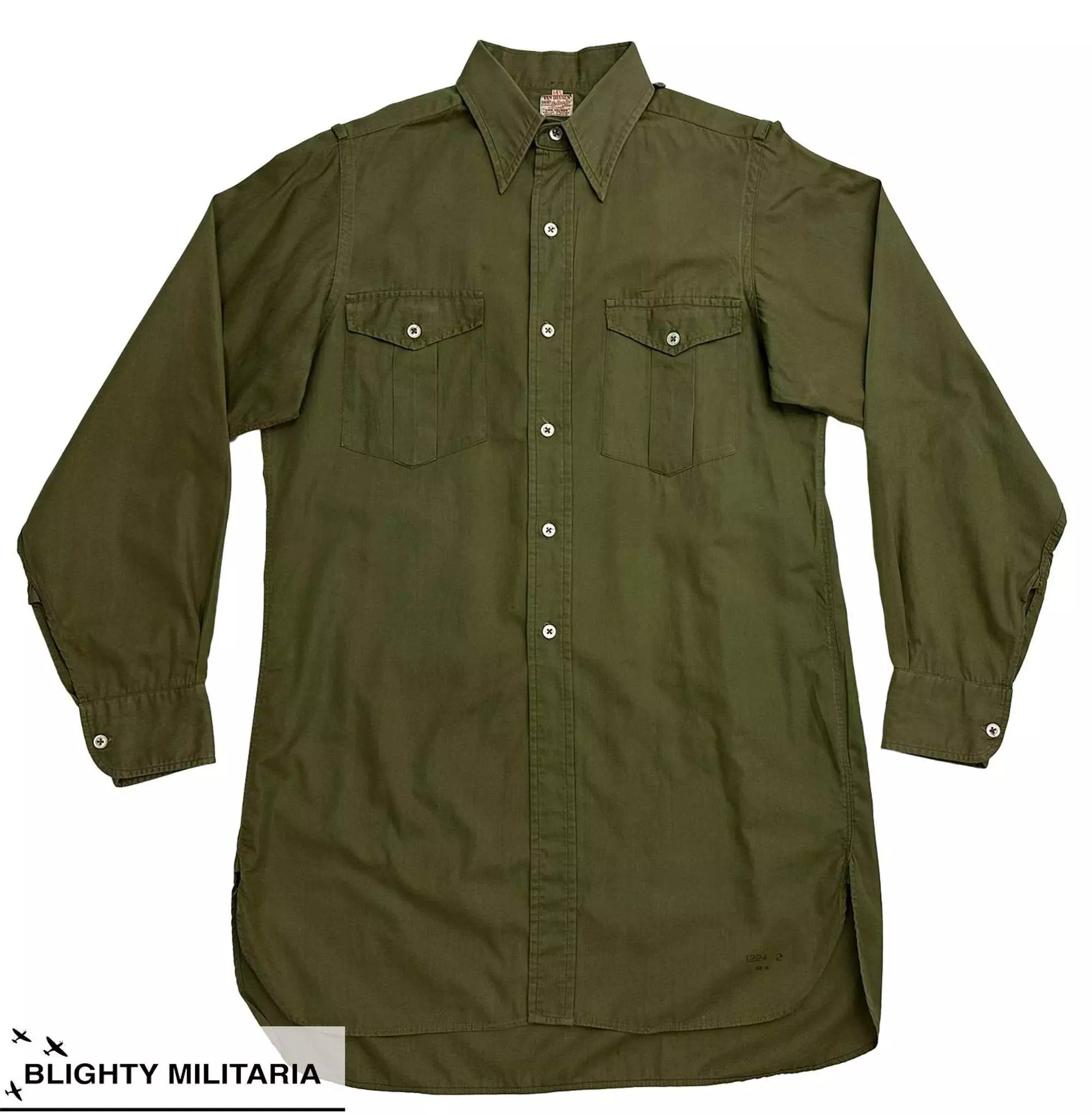 Original 1940s British Army Officer's Poplin Cotton Shirt 'Van