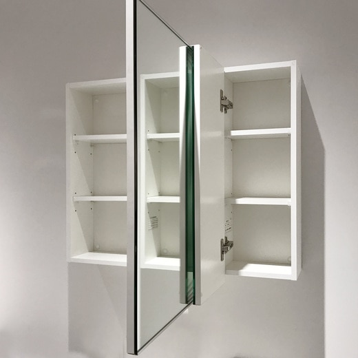 プレーンVミラーボックス ホワイト W1200(三面鏡)(KT03489WM)｜洗面所