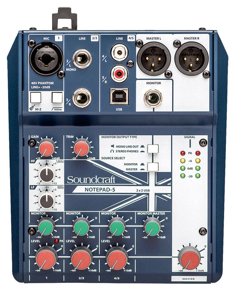 多彩な機能で幅広い用途に対応する小型ミキサーSoundcraft Notepad