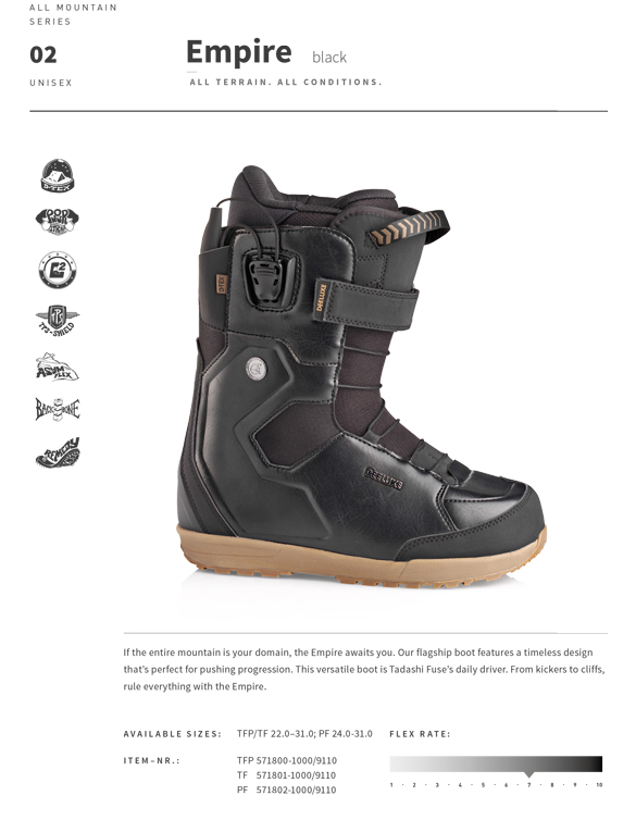 18-19 DEELUXE(ﾃﾞｨｰﾗｯｸｽ)・EMPIRE TF -BLACK-・ブーツ ≪商品一覧≫