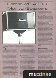 Ramsa WS-A70-K Monitor Speakers (HSR Apr 86)