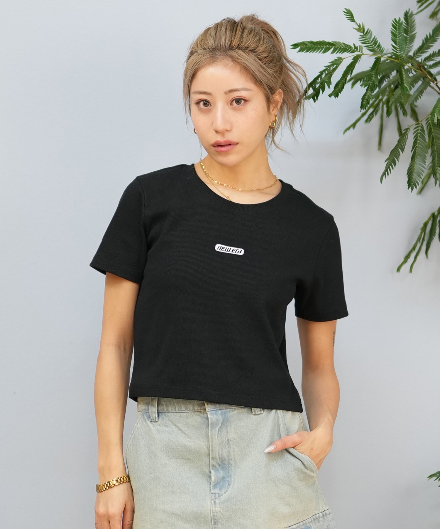 NEW ERA ニューエラ 半袖 Tシャツ レディース クロップド丈 ワン
