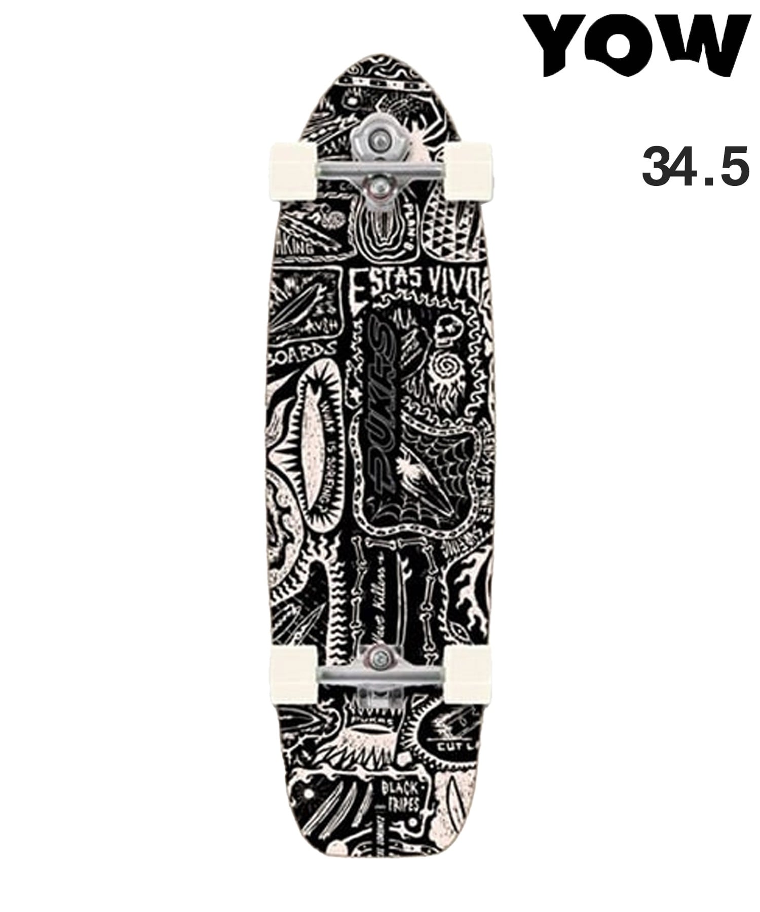 YOW ヤウ ロング スケートボード コンプリート 34.5inch PUKAS DARK
