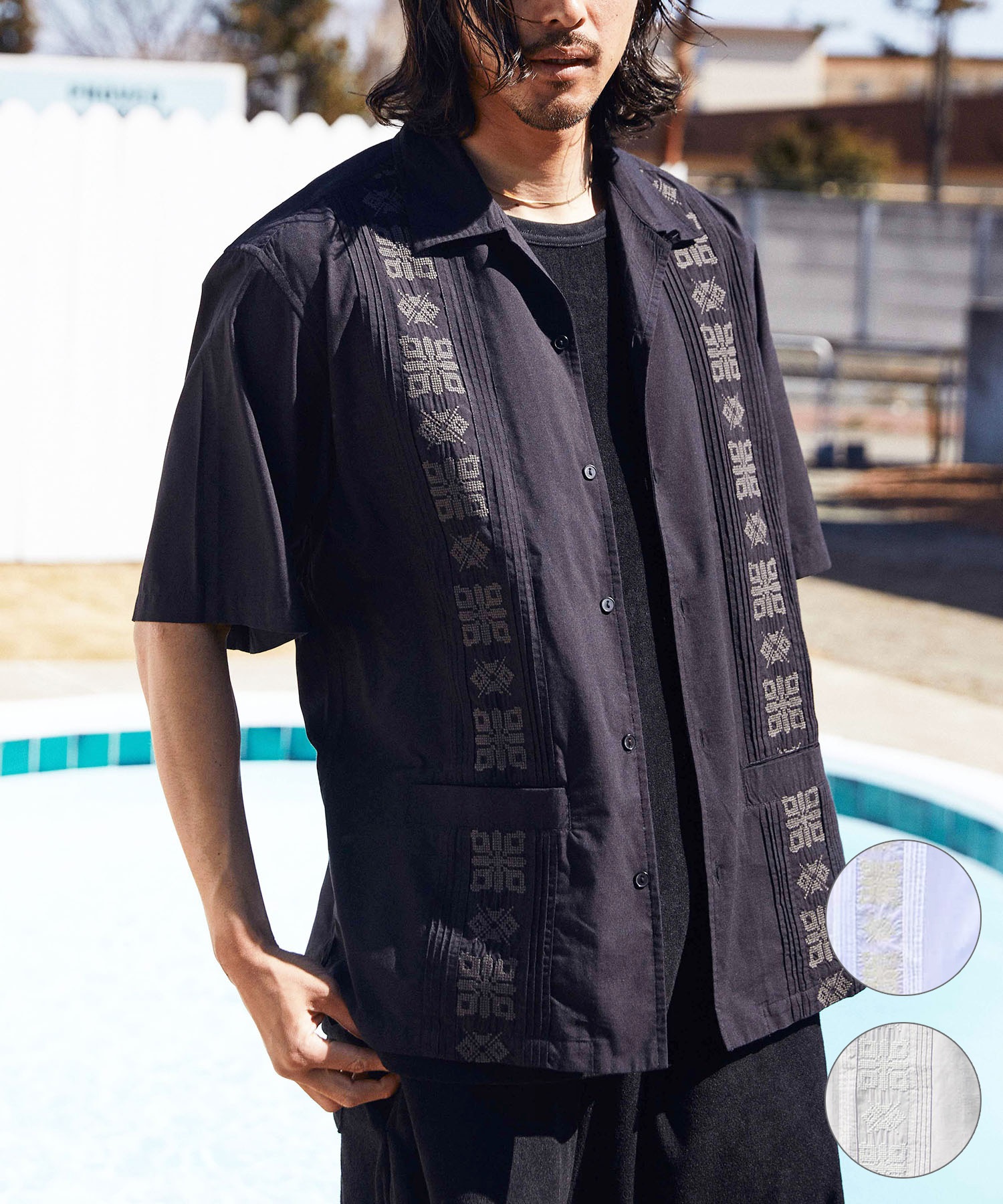 DEAR LAUREL ディアローレル メンズ キューバシャツ 半袖シャツ