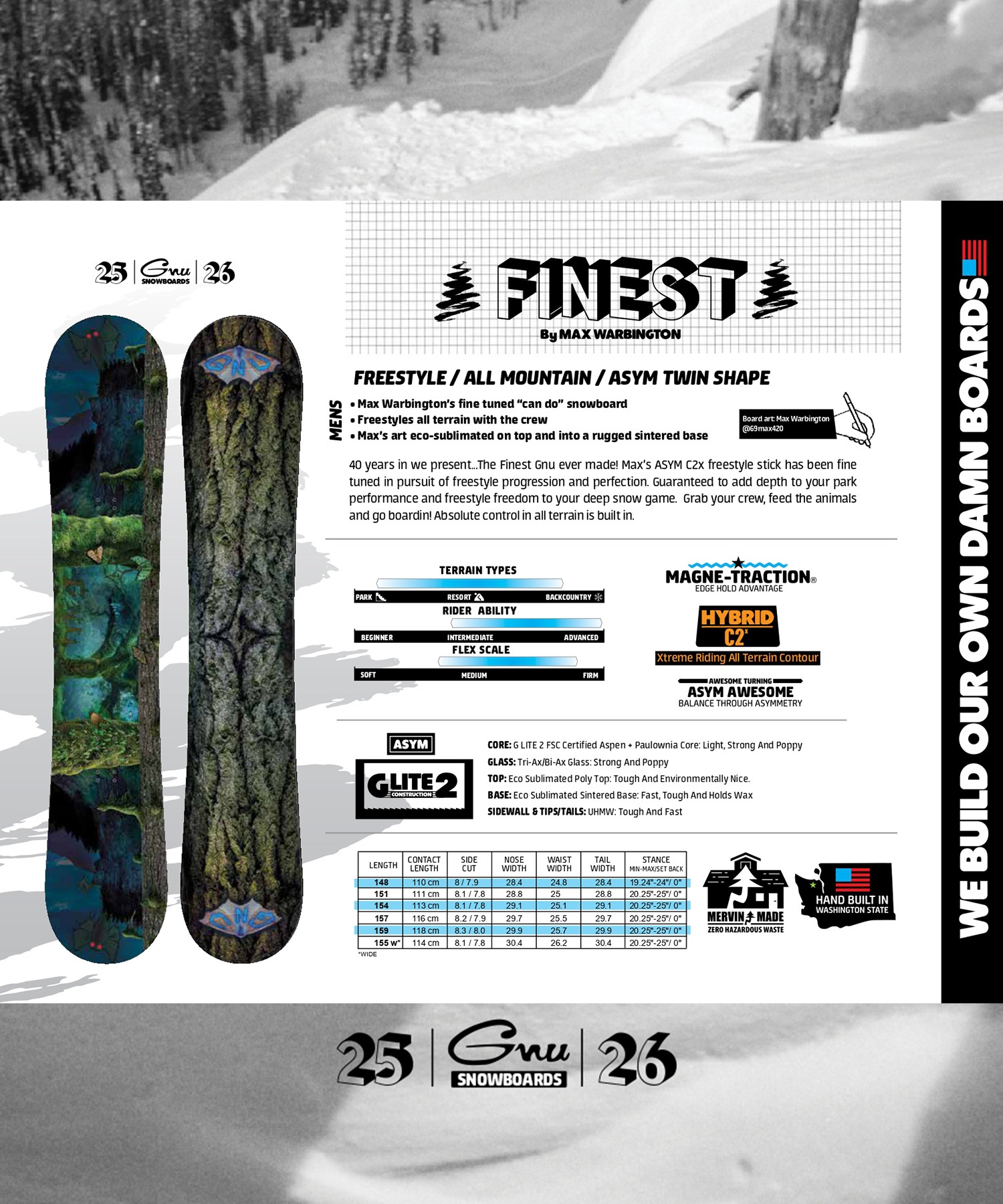 GNU グヌー ファイネスト スノーボード 板 メンズ 25-26 MM A31