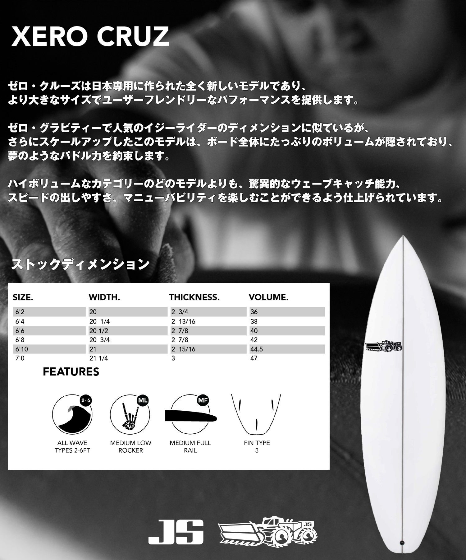 JS INDUSTRIES ジェイエスインダストリー XERO CRUZ PU ショートボード