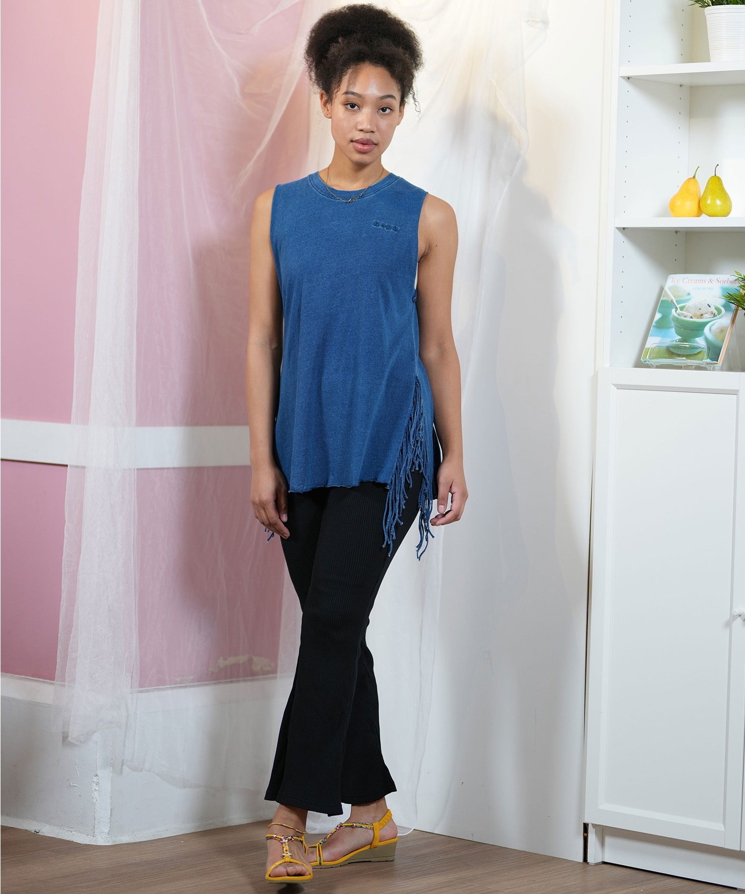 DC ディーシー ロングパンツ レディース ロンパン パンツ リブ フレア