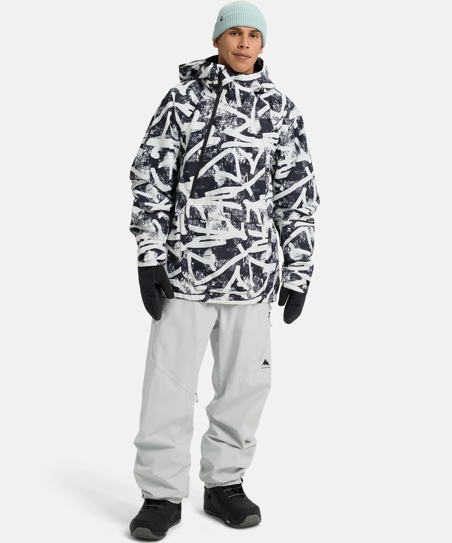 バートン メンズ S スノーボードウェア 上下 グレー カモフラ