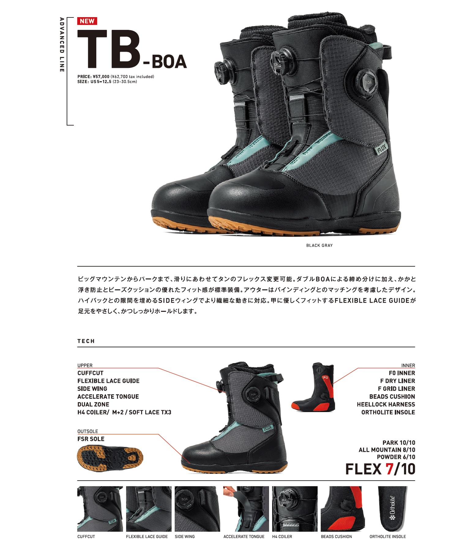 FLUX フラックス TB BOA スノーボード ブーツ ユニセックス ムラサキ