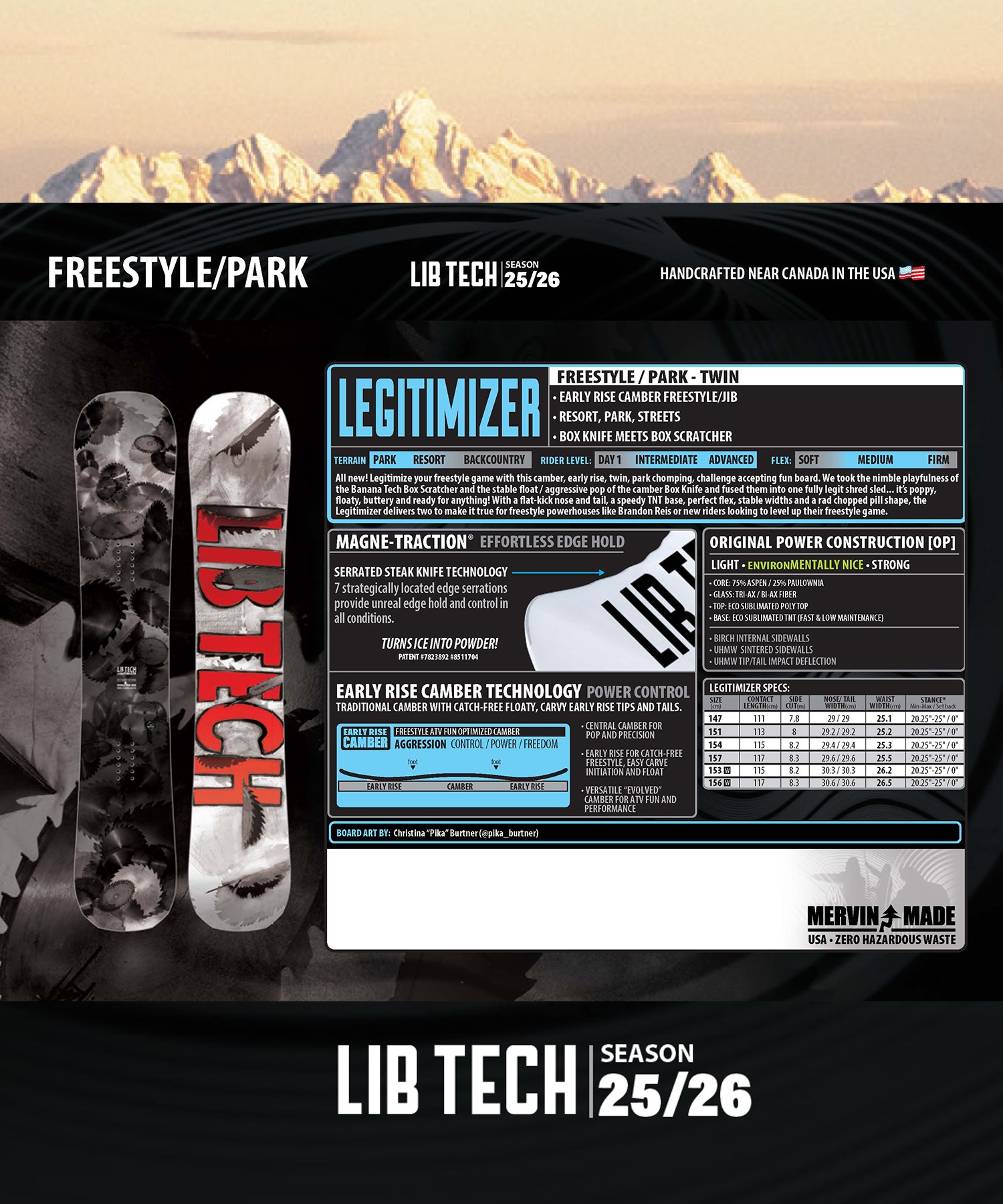 LIBTECH リブテック レジティマイザー スノーボード 板 メンズ 25-26