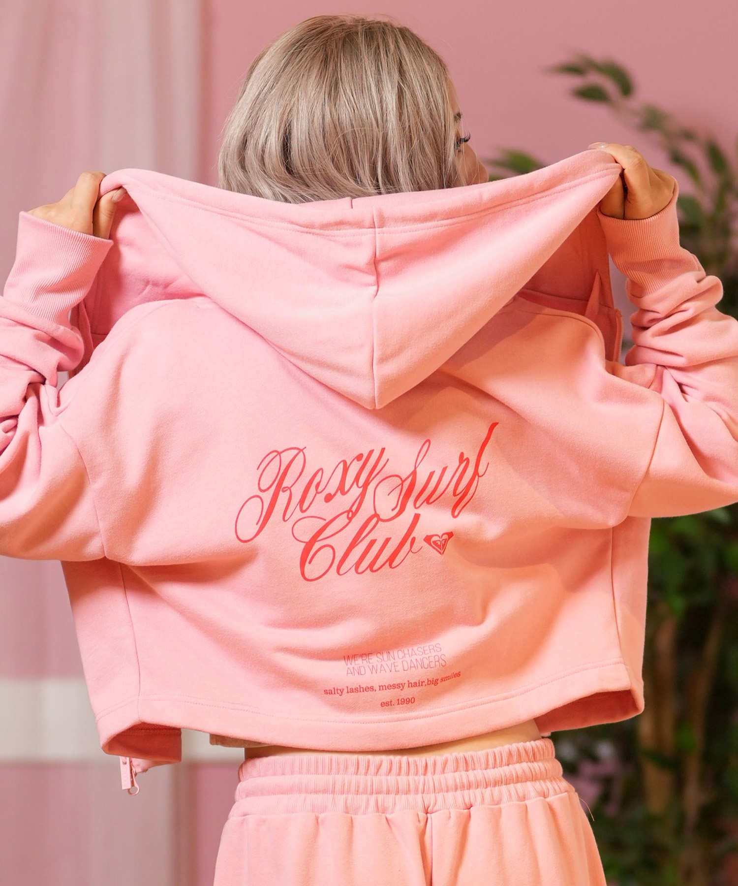 ROXY ロキシー パーカー ジップアップ レディース クロップド丈 バック