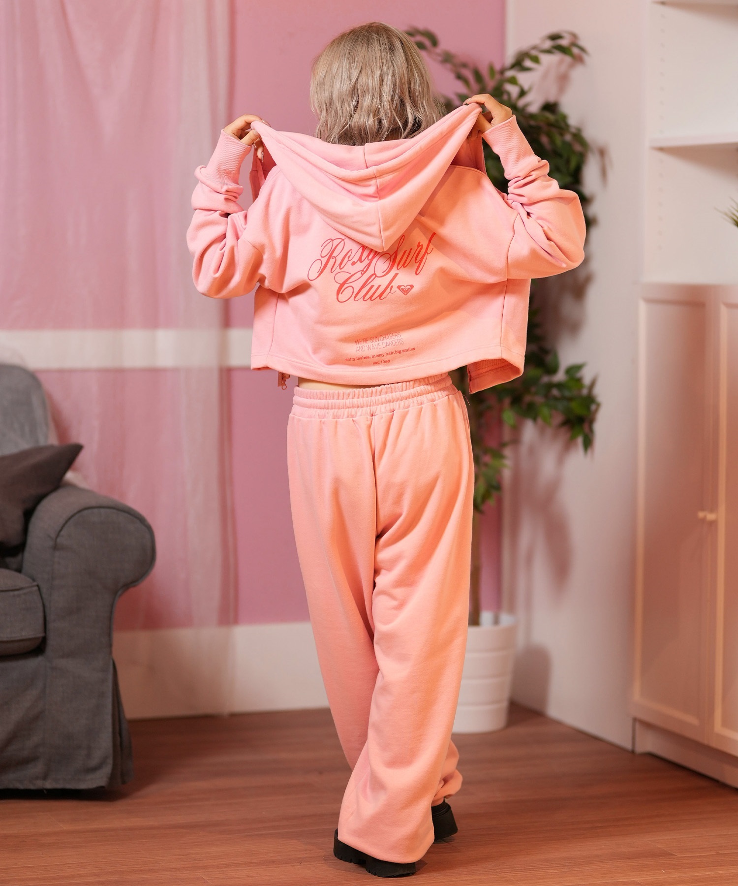 ROXY ロキシー パーカー ジップアップ レディース クロップド丈 バック