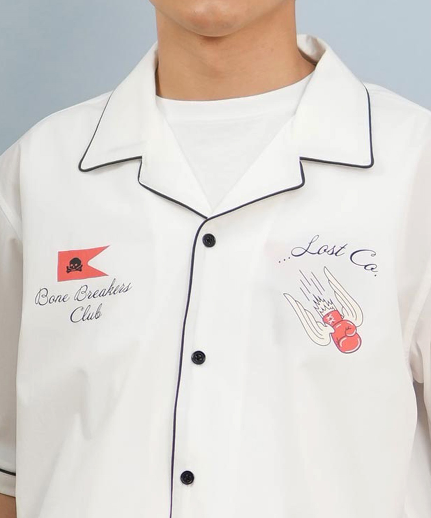 lost ロスト 半袖 シャツ メンズ ボウリングシャツ バックプリント