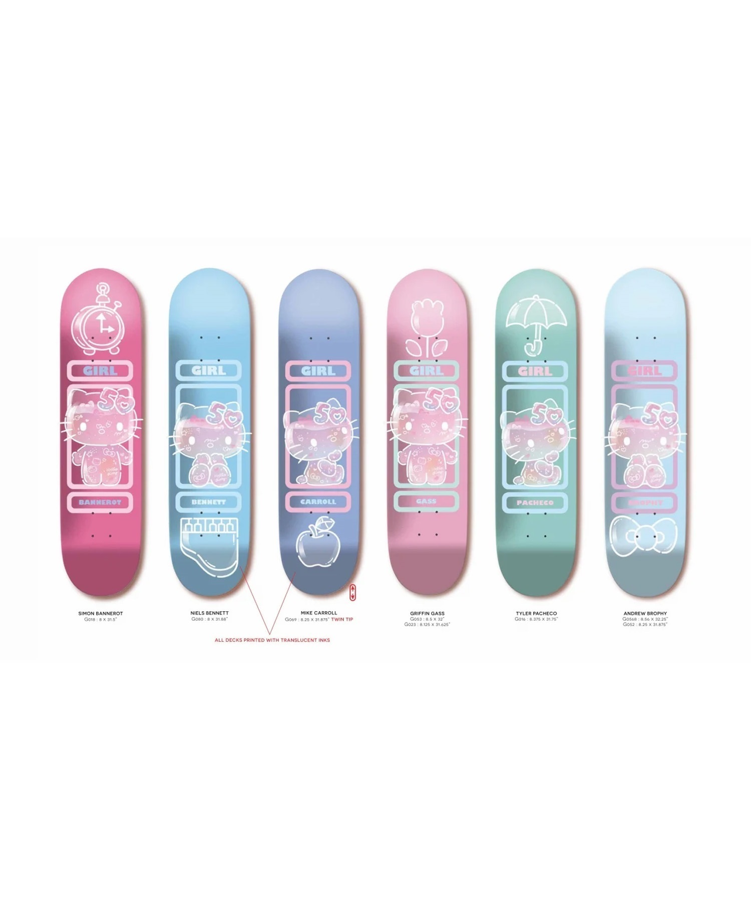 GIRL ガール スケートボード デッキ 8.0～8.5inch HELLO KITTY SERIES