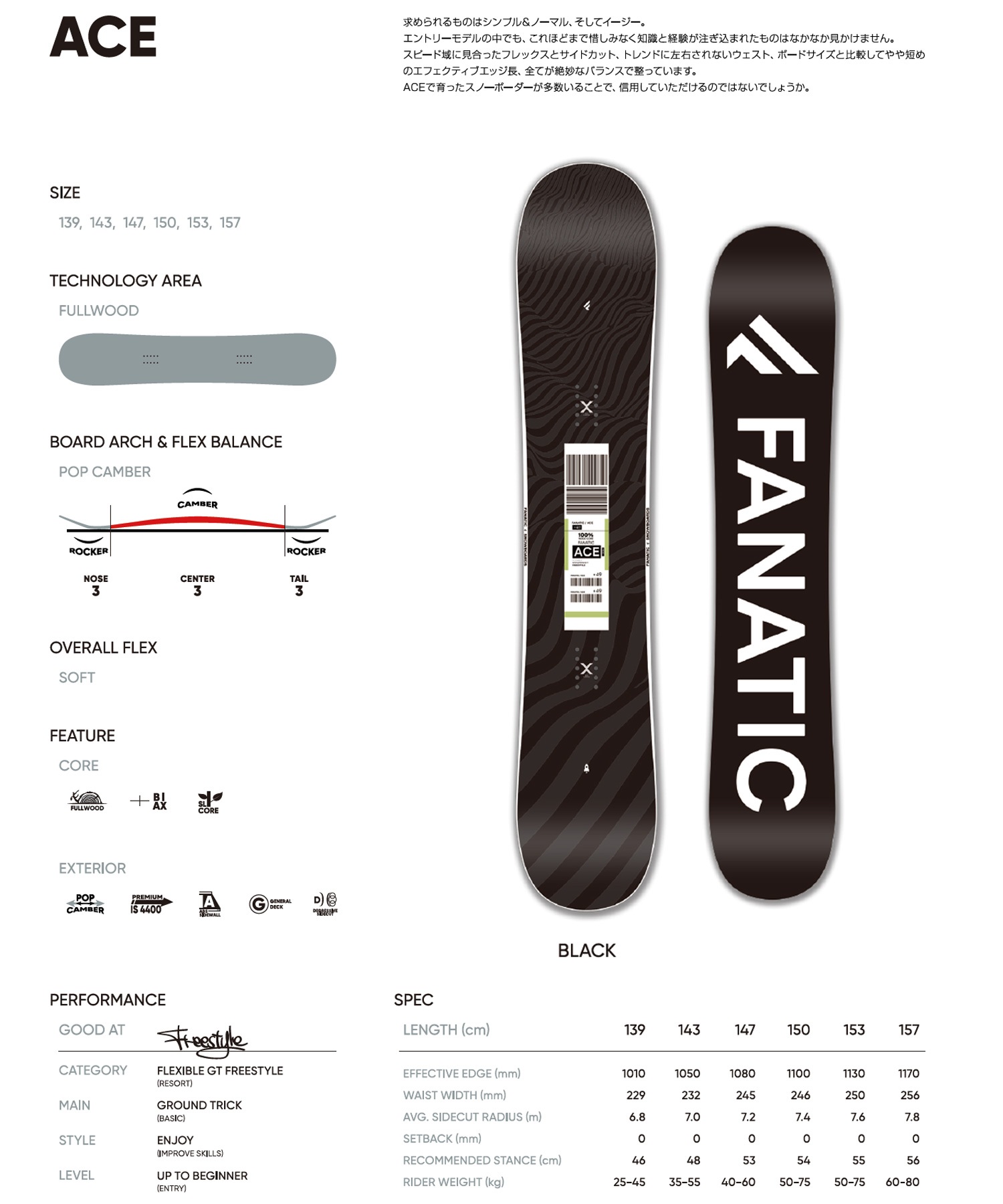 FANATIC ファナティック エース スノーボード 板 ユニセックス 25-26