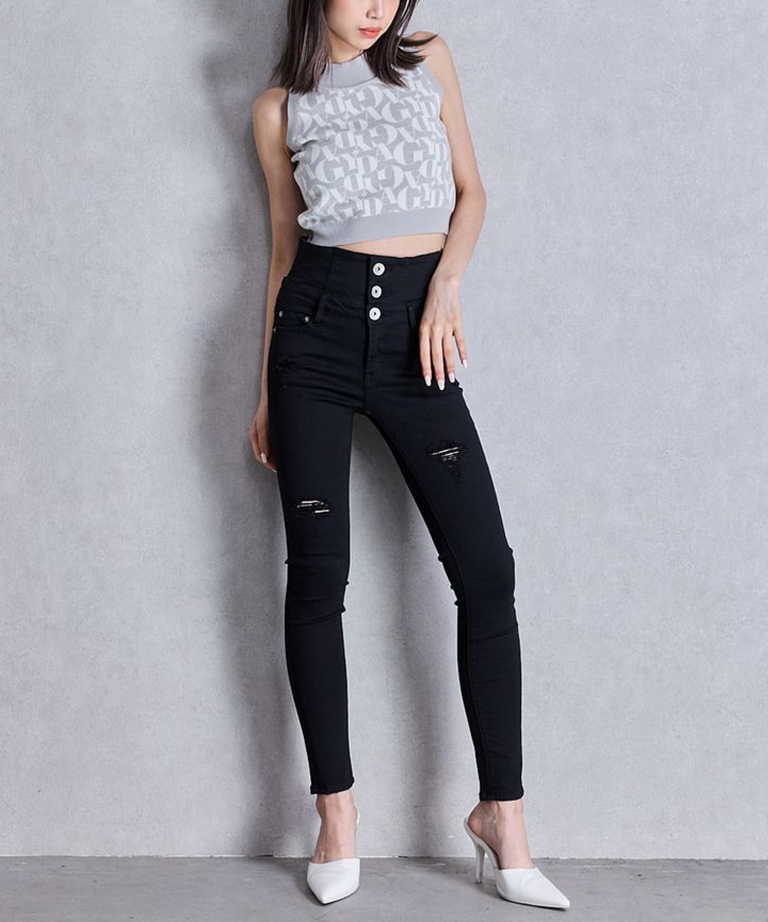 GYDA ジェイダ デニム ロングパンツ レディース ハイウエスト バック