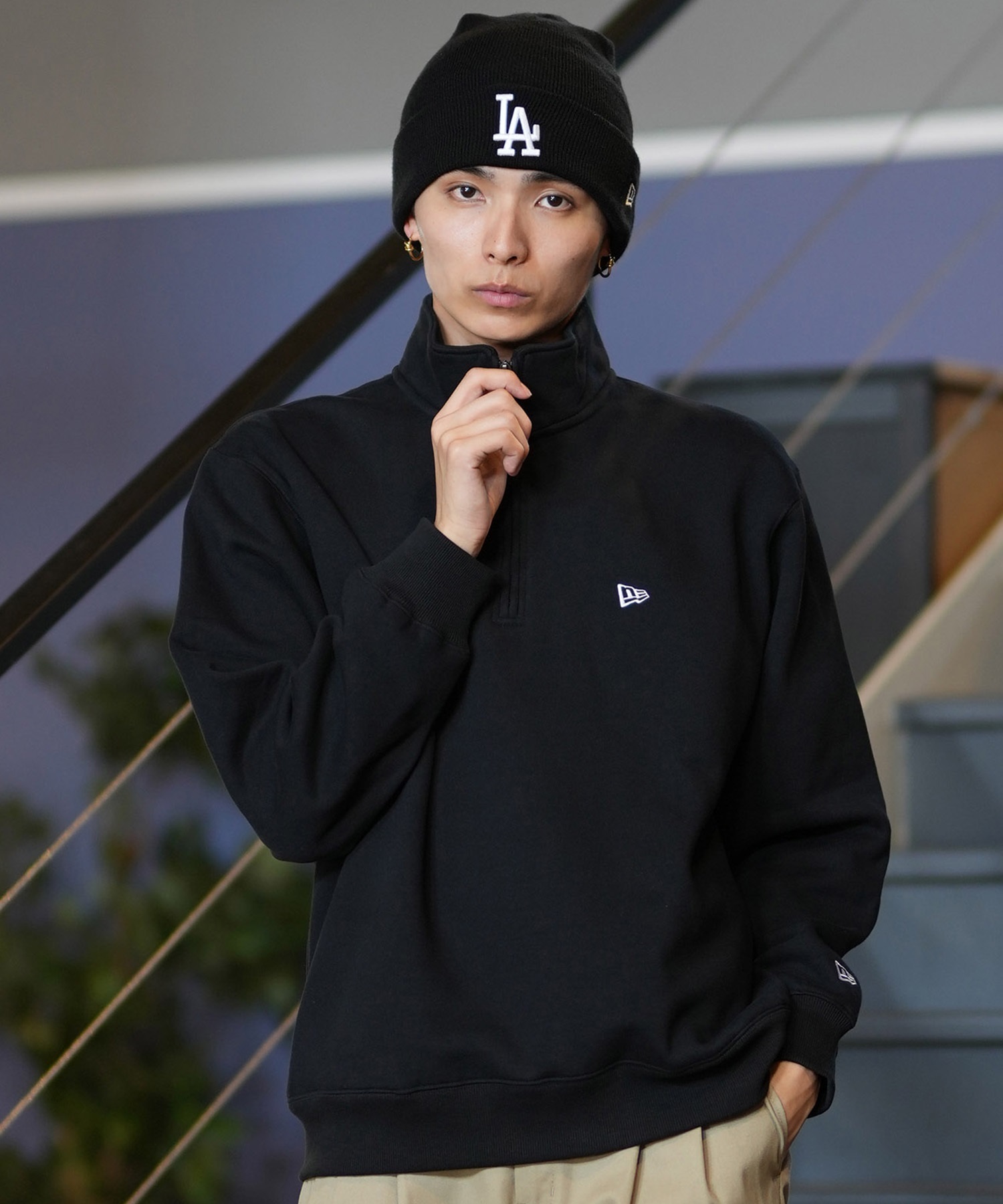NEW ERA ニューエラ ハーフジップ トレーナー メンズ MLB ロサンゼルス