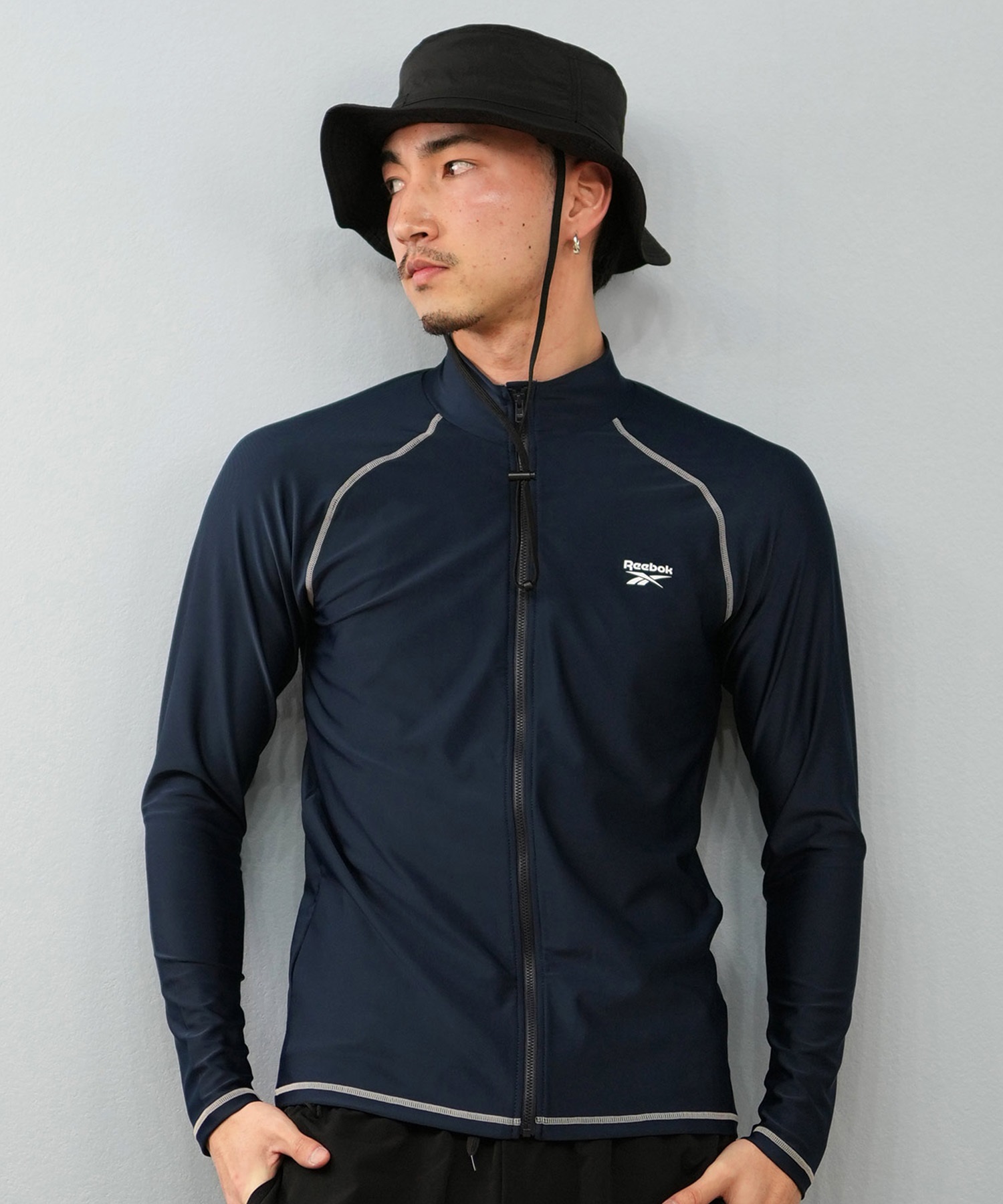 Reebok リーボック 水着 ラッシュガード 長袖 ジップアップ ハイネック