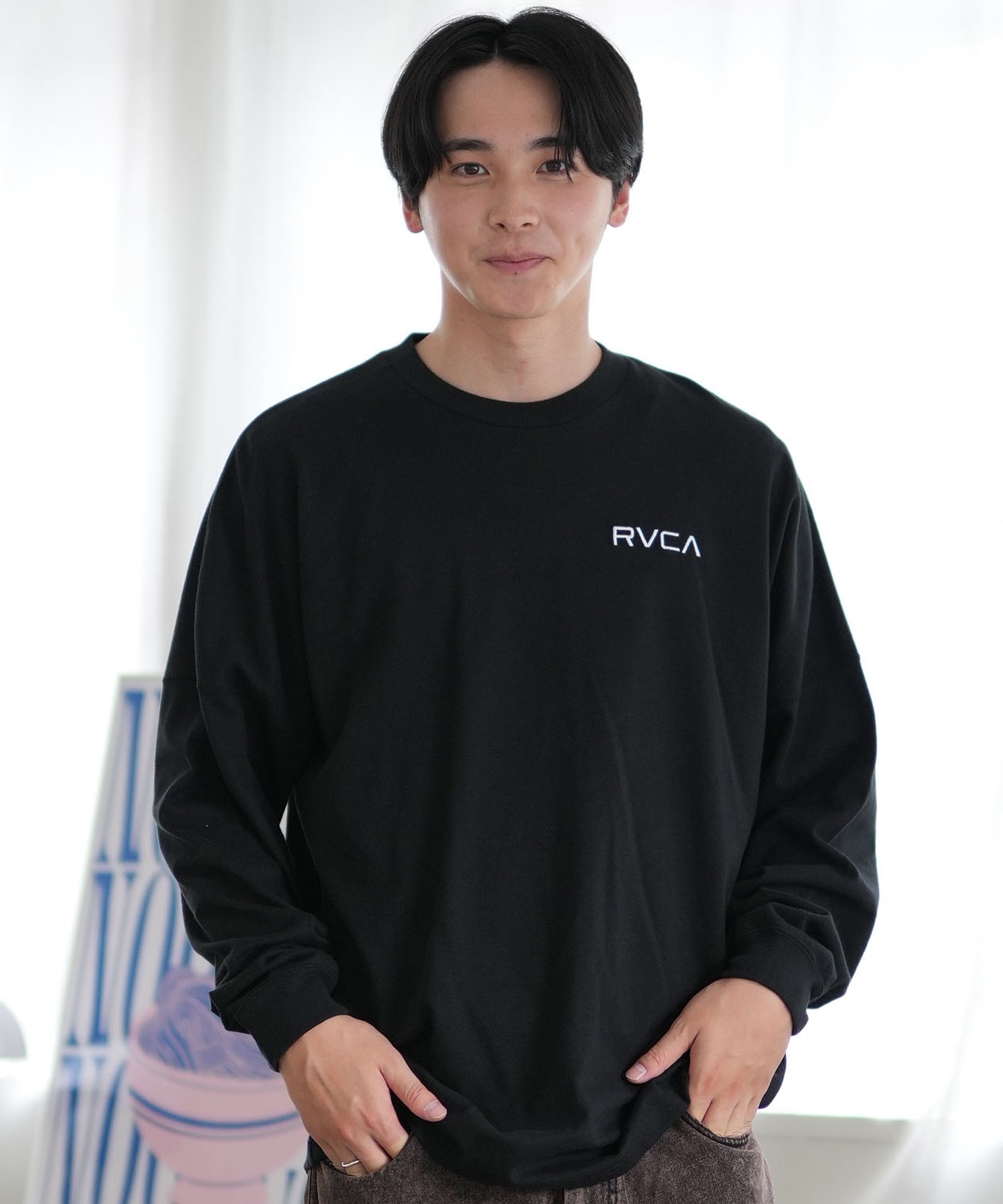 RVCA ルーカ 長袖 Tシャツ メンズ ロンT バックプリント チェッカー柄