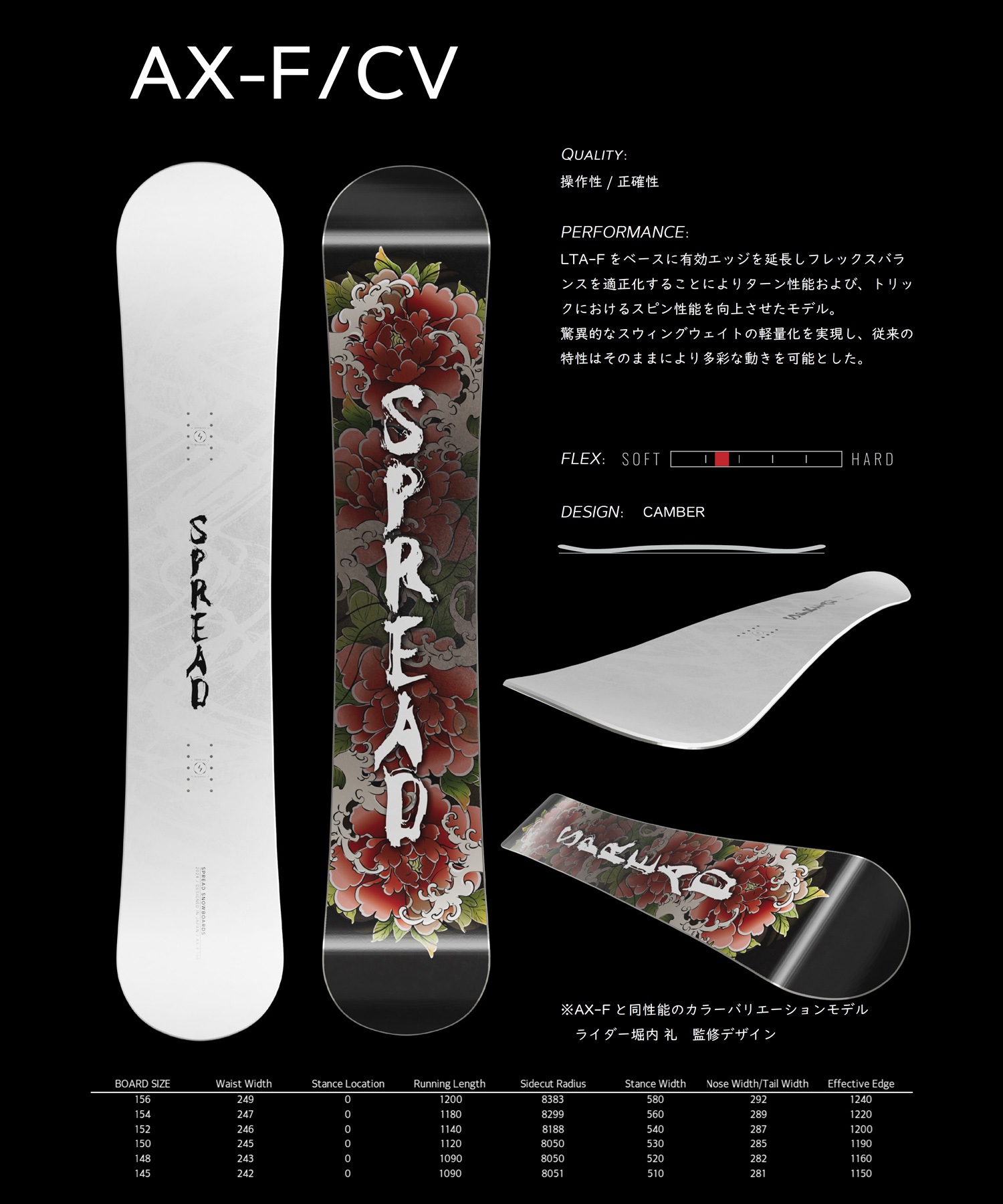 SPREAD スプレッド エーエックスエフ シーブイ スノーボード 板 メンズ