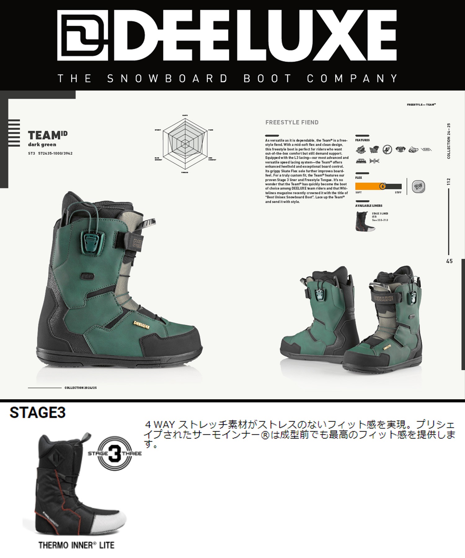 DEELUXE ディーラック STAGE3 TEAM ID スノーボード ブーツ ユニ