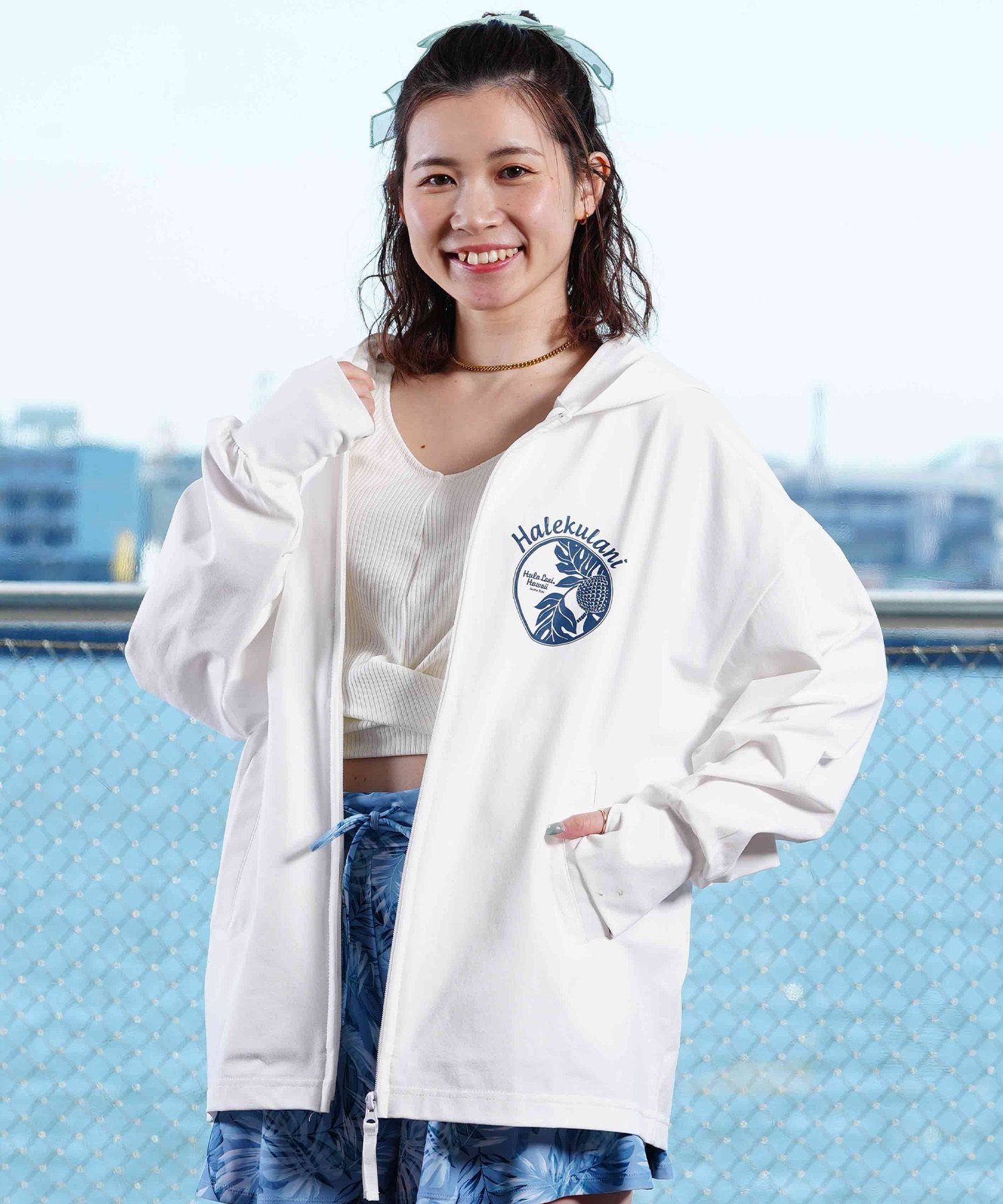 HULALANI フララニ レディース ラッシュガード パーカー 長袖 ジップ