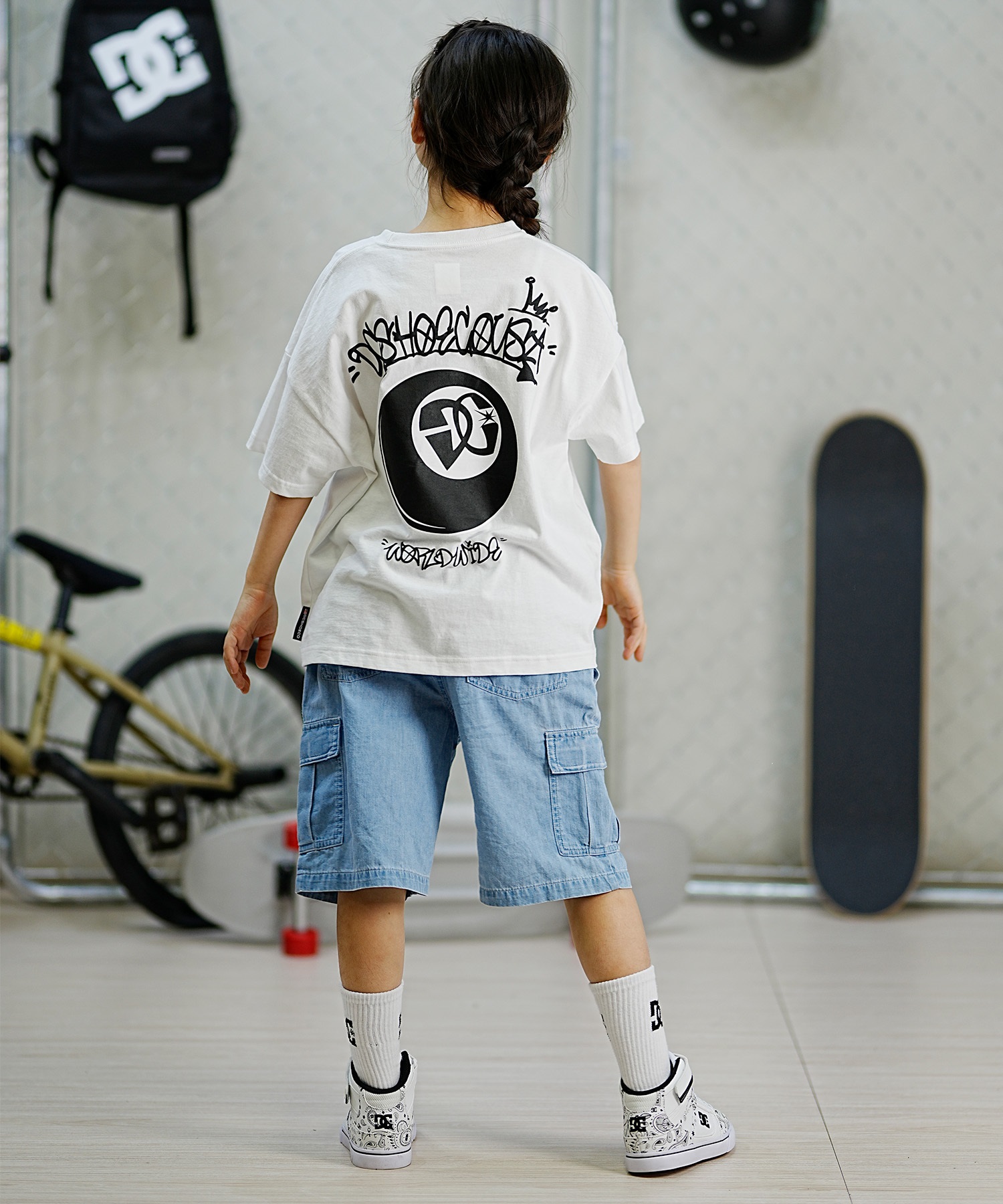 DC ディーシー キッズ Tシャツ 半袖 8ボール バックプリント スケート
