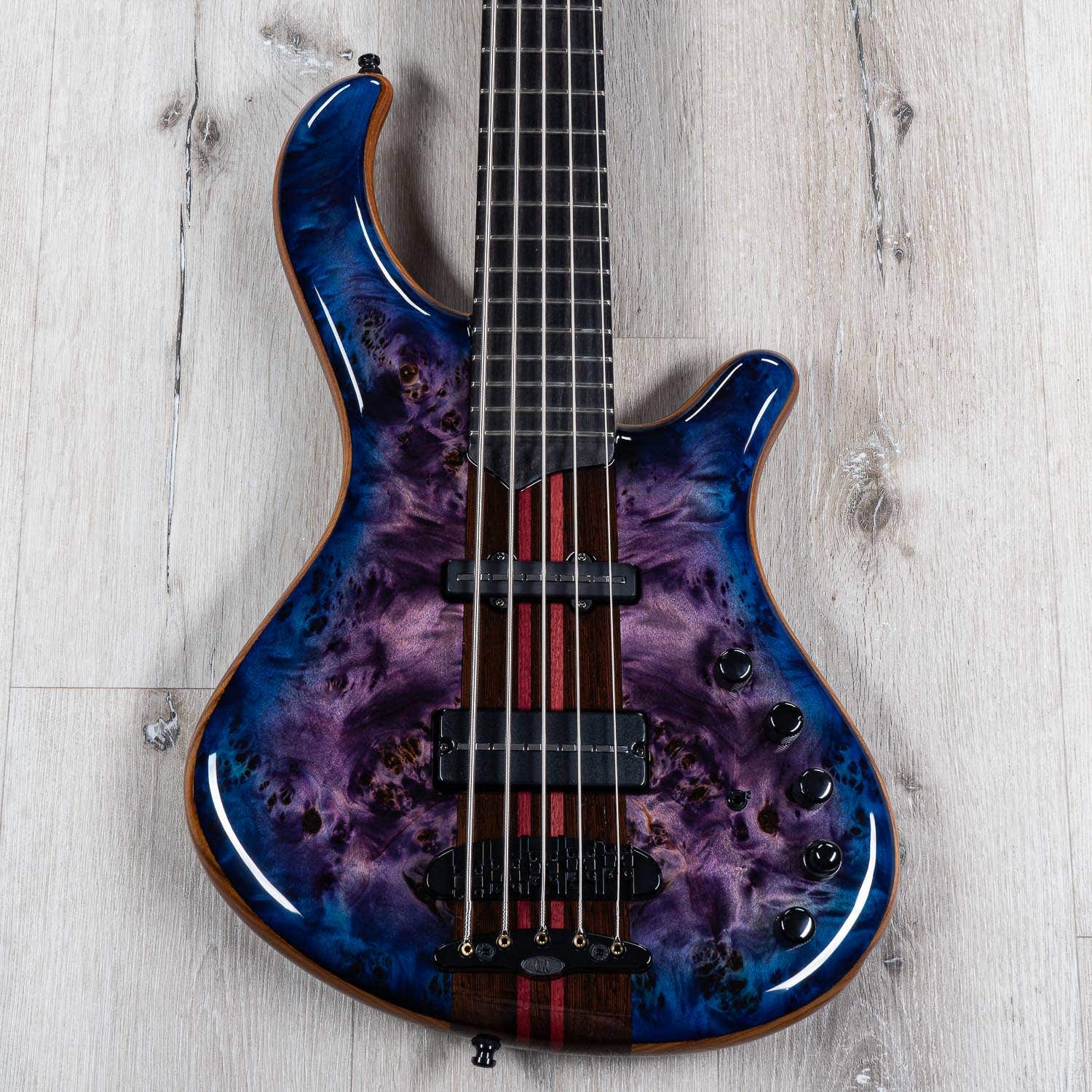 Mayones Patriot Custom 5, 5-String Bass, Dirty Purple Blue Burst