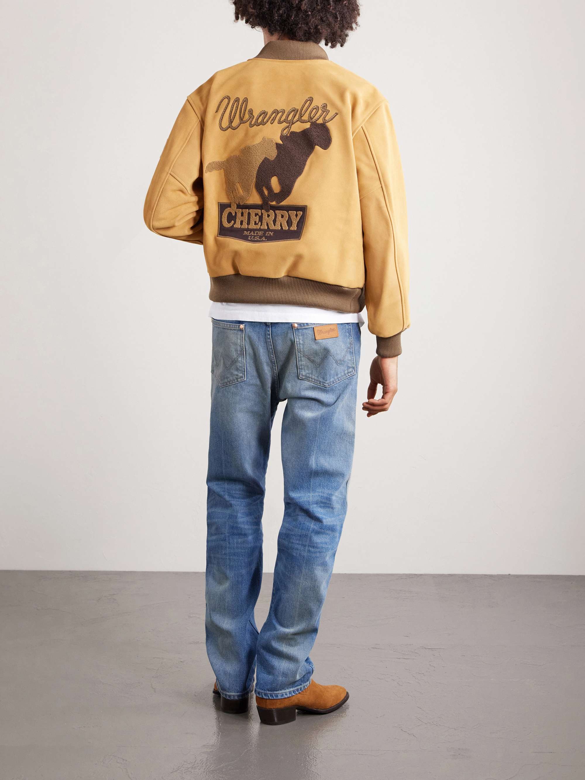CHERRY LOS ANGELES + Wrangler Logo-Appliquéd Embroidered Suede