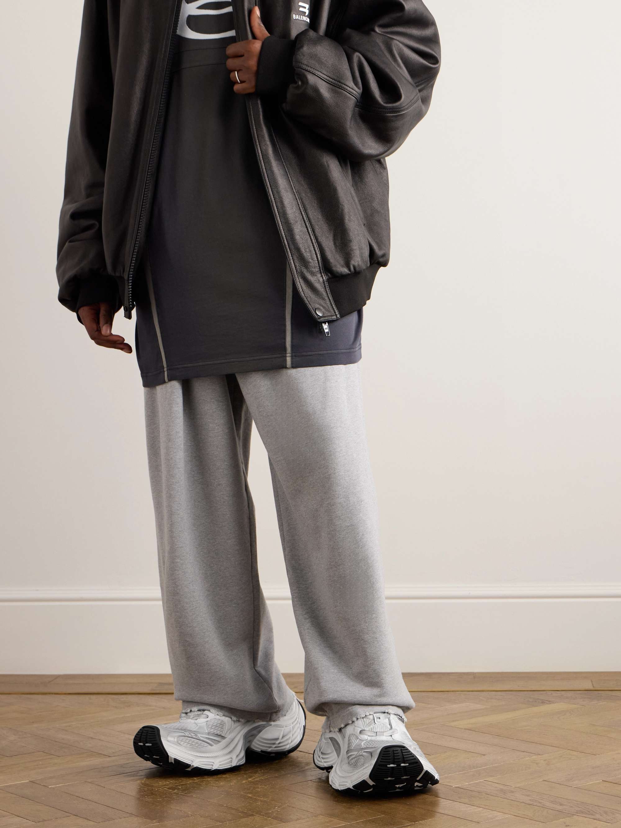 BALENCIAGA 10XL Distressed Metallic Mesh and Leather Sneakers for