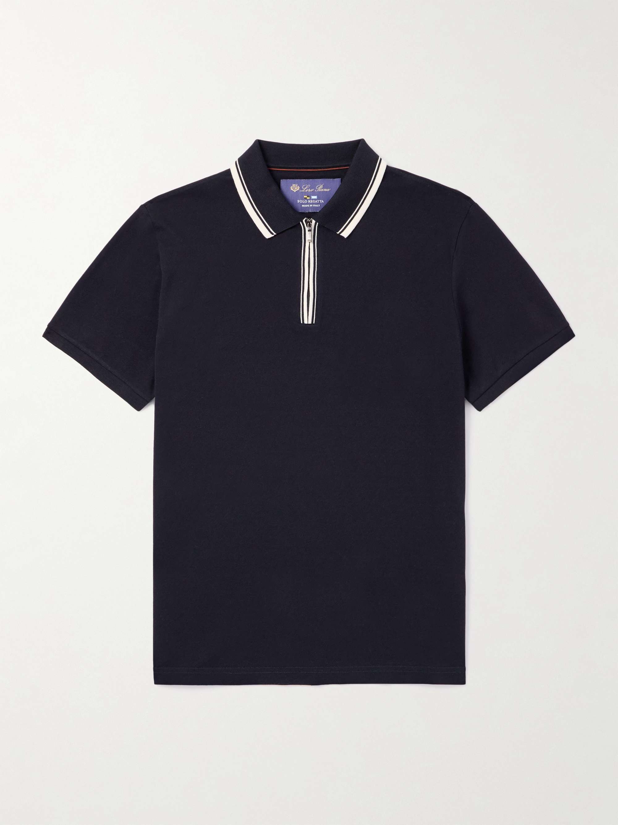 LORO PIANA Regatta Stretch-Cotton Piqué Half-Zip Polo Shirt for