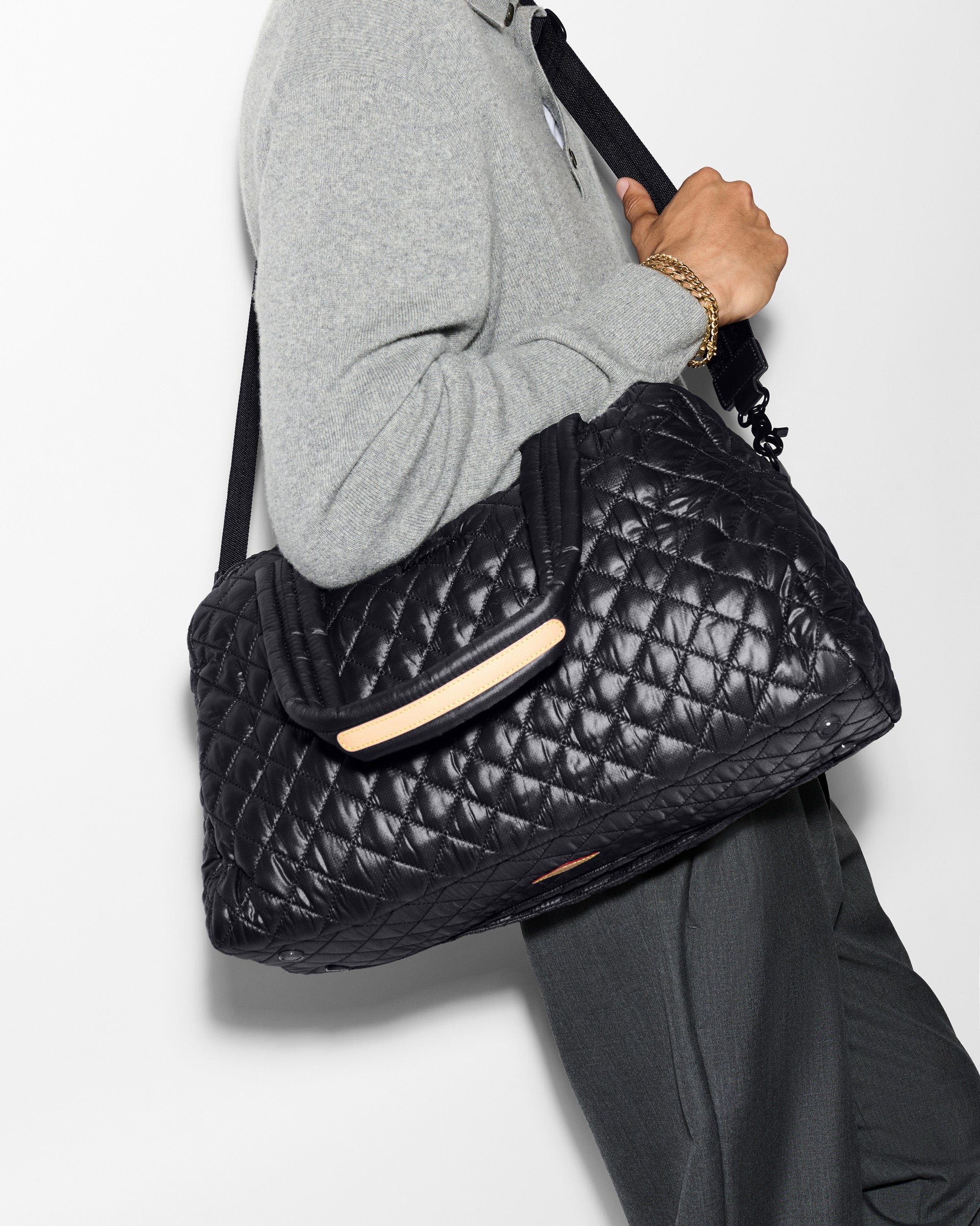 Black Quilted Duffle Travel Bag | MZ Wallace