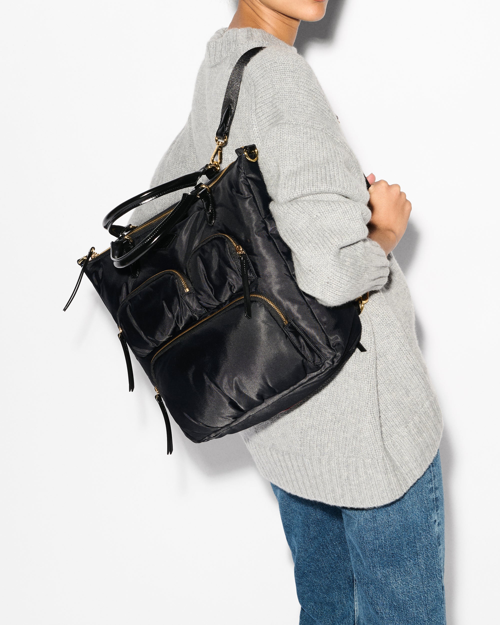 Black Multi Zipper Backpack | MZ Wallace