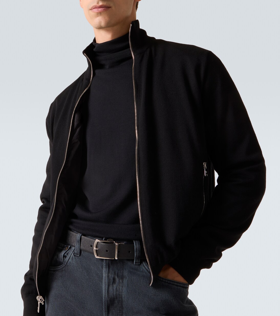 Reversible virgin wool and Re-Nylon jacket in black - Prada