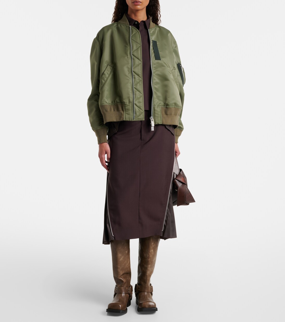 Nylon bomber jacket in green - Sacai | Mytheresa