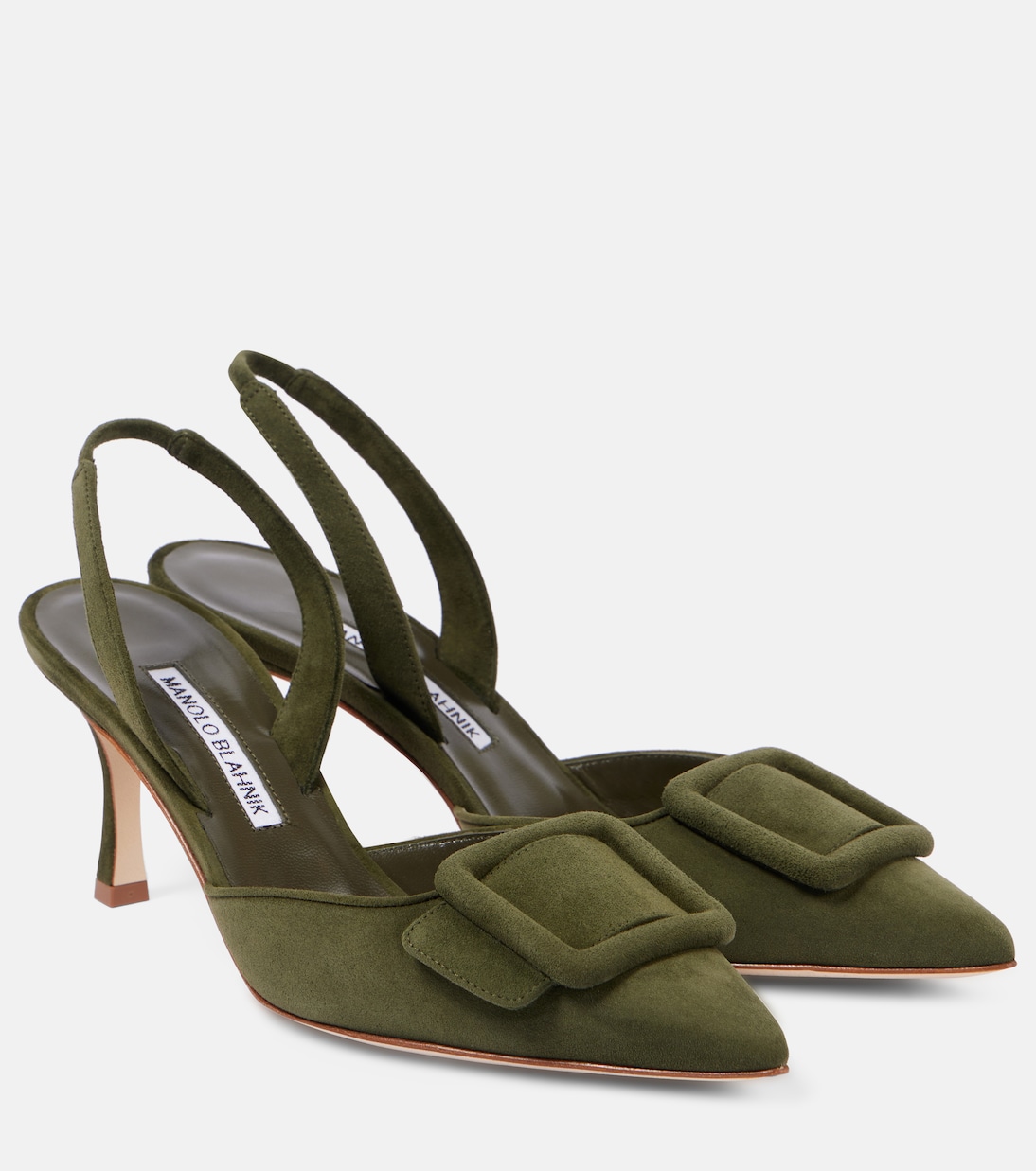 Maysli suede slingback pumps in green - Manolo Blahnik | Mytheresa
