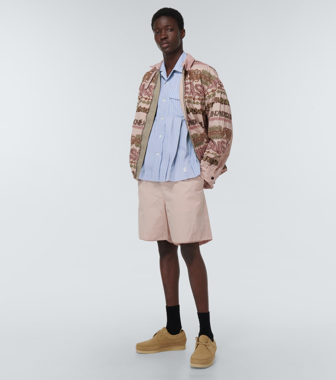 Striped cotton shirt in blue - Sacai | Mytheresa