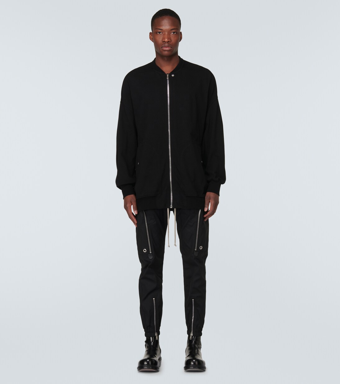 Jumbo Peter Flight distressed cotton jacket in black - Rick Owens